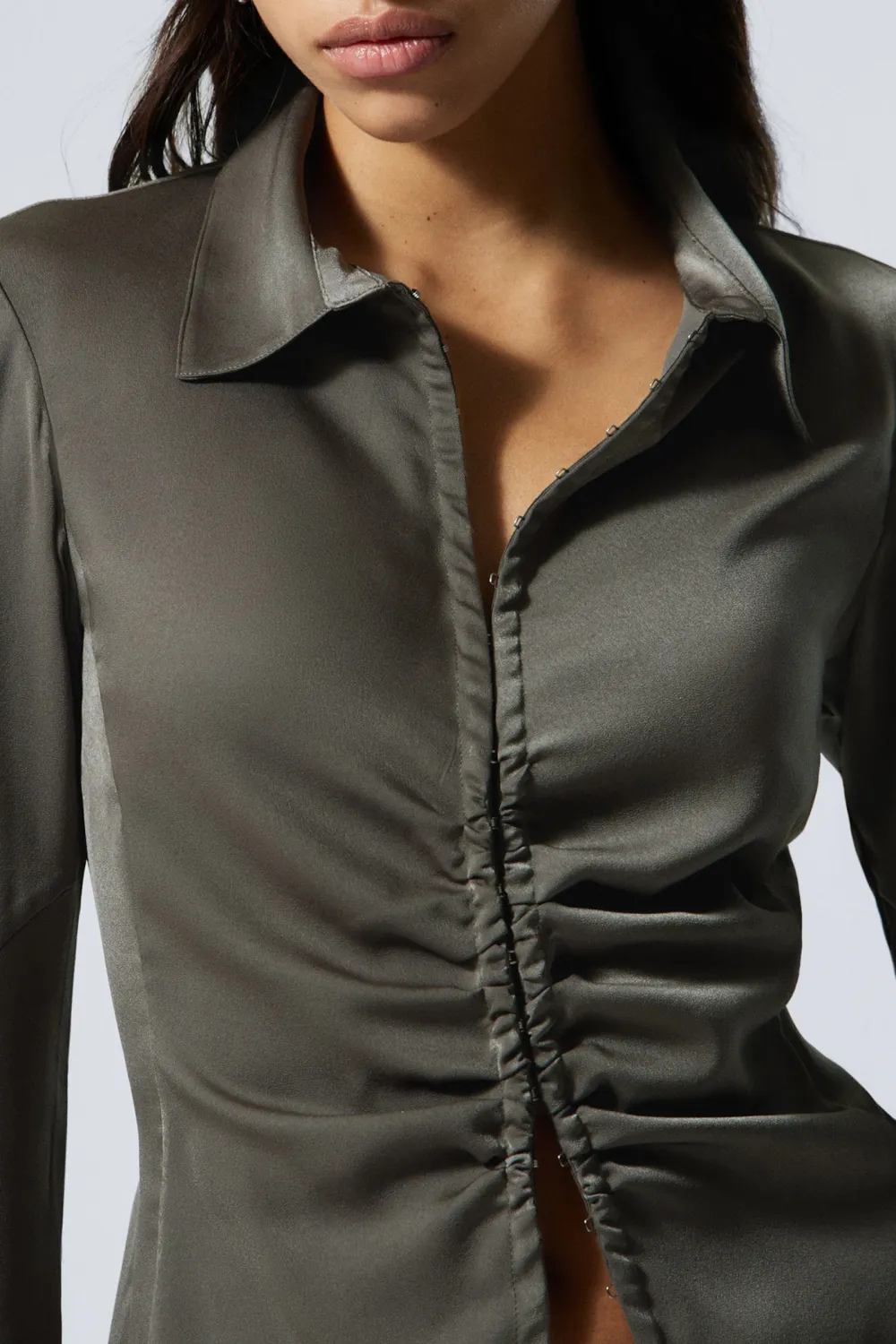 Ruched Long Sleeve Shirt
