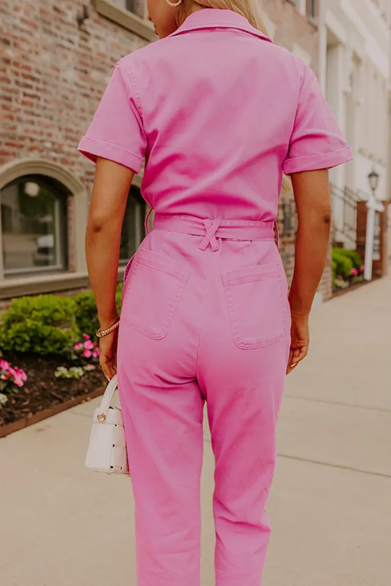 Fashion Workwear Style Pure Cotton Women's Jumpsuit