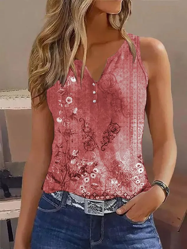 Casual Printing Floral Tank Top