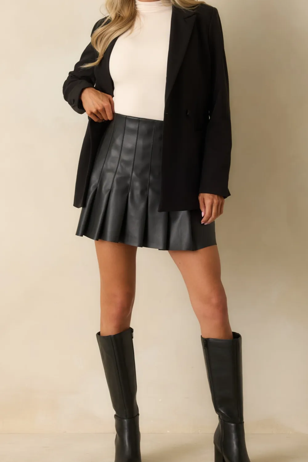 Me Faux Leather Pleated Mini Skirt