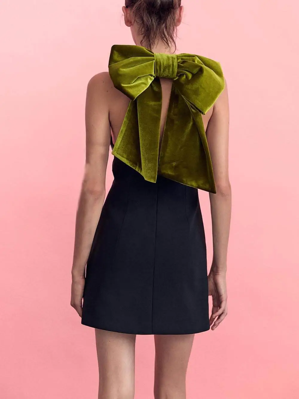 Party Back Velvet Bow Elegant Mini Dress