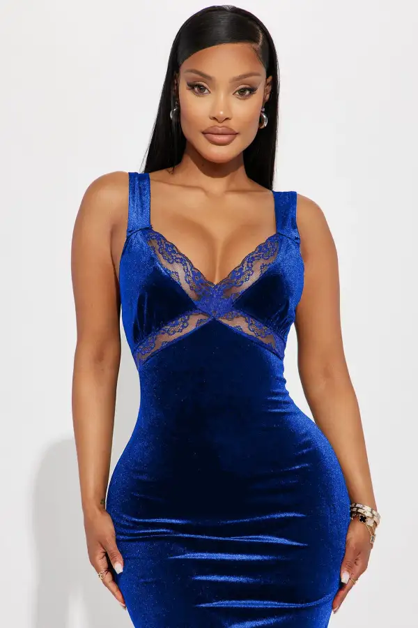 Bella Velvet Maxi Dress - Royal