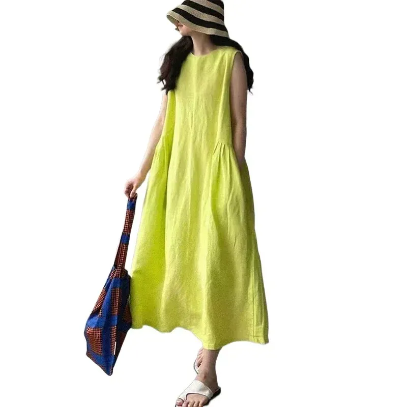 Crew Neck Sleeveless Maxi Dress