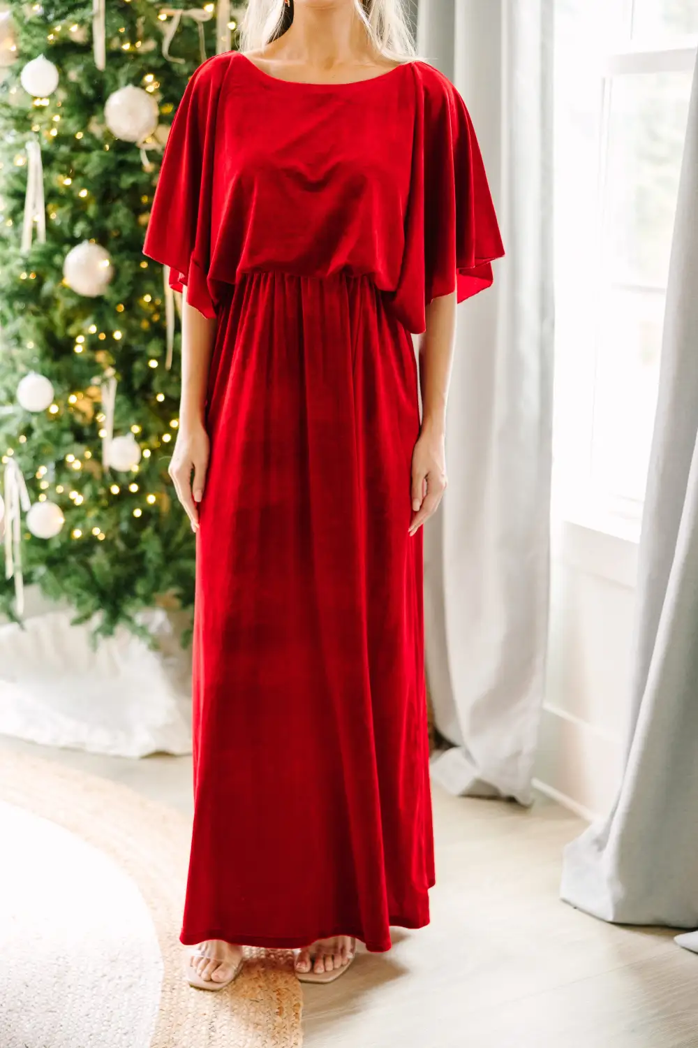 Out On The Dance Floor Red Velvet Maxi Dress