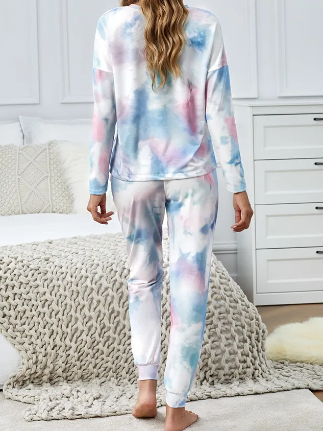 Casual Tie-Dye Pattern Lounge Set