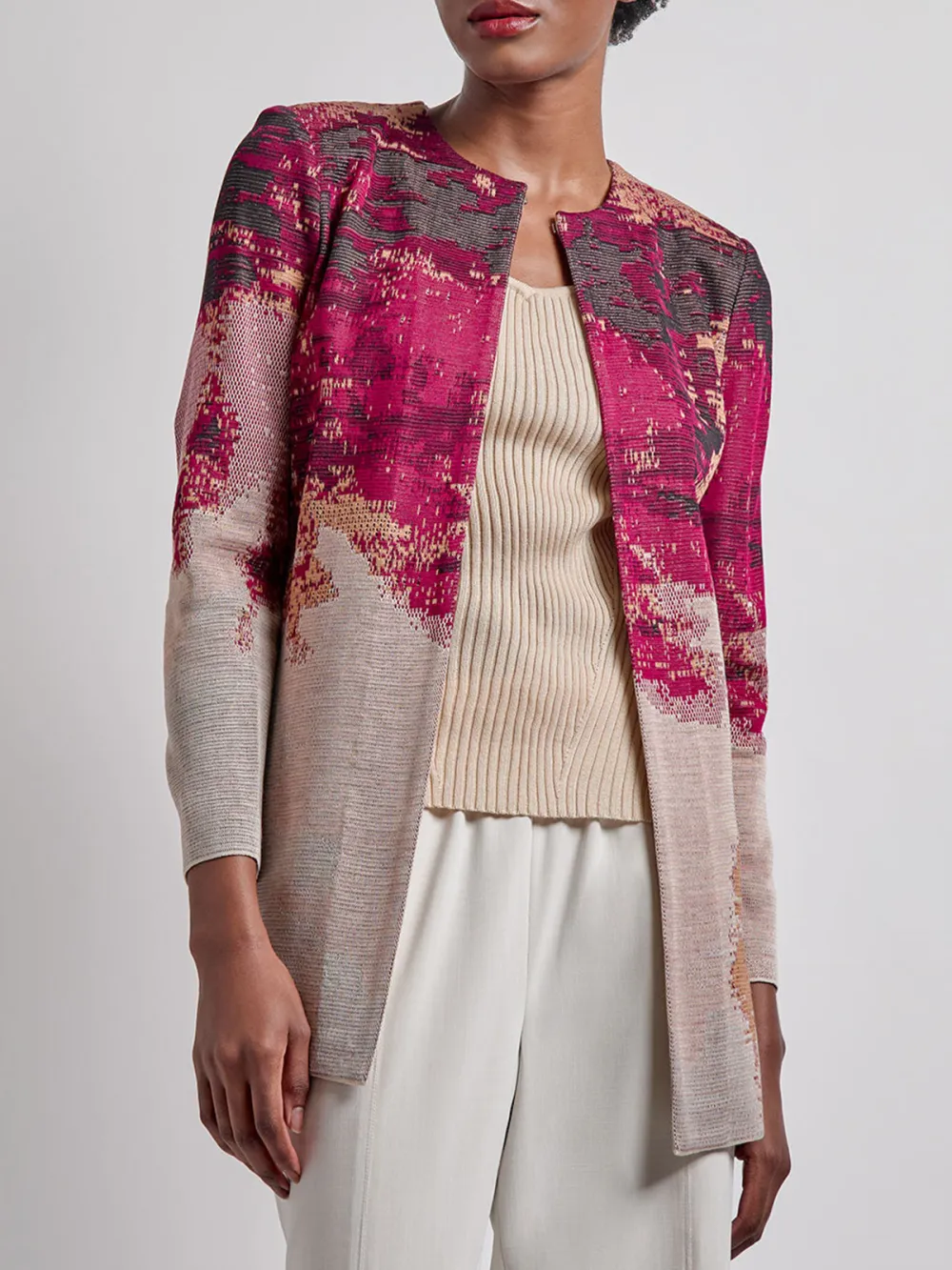 Jacquard Open Jacket