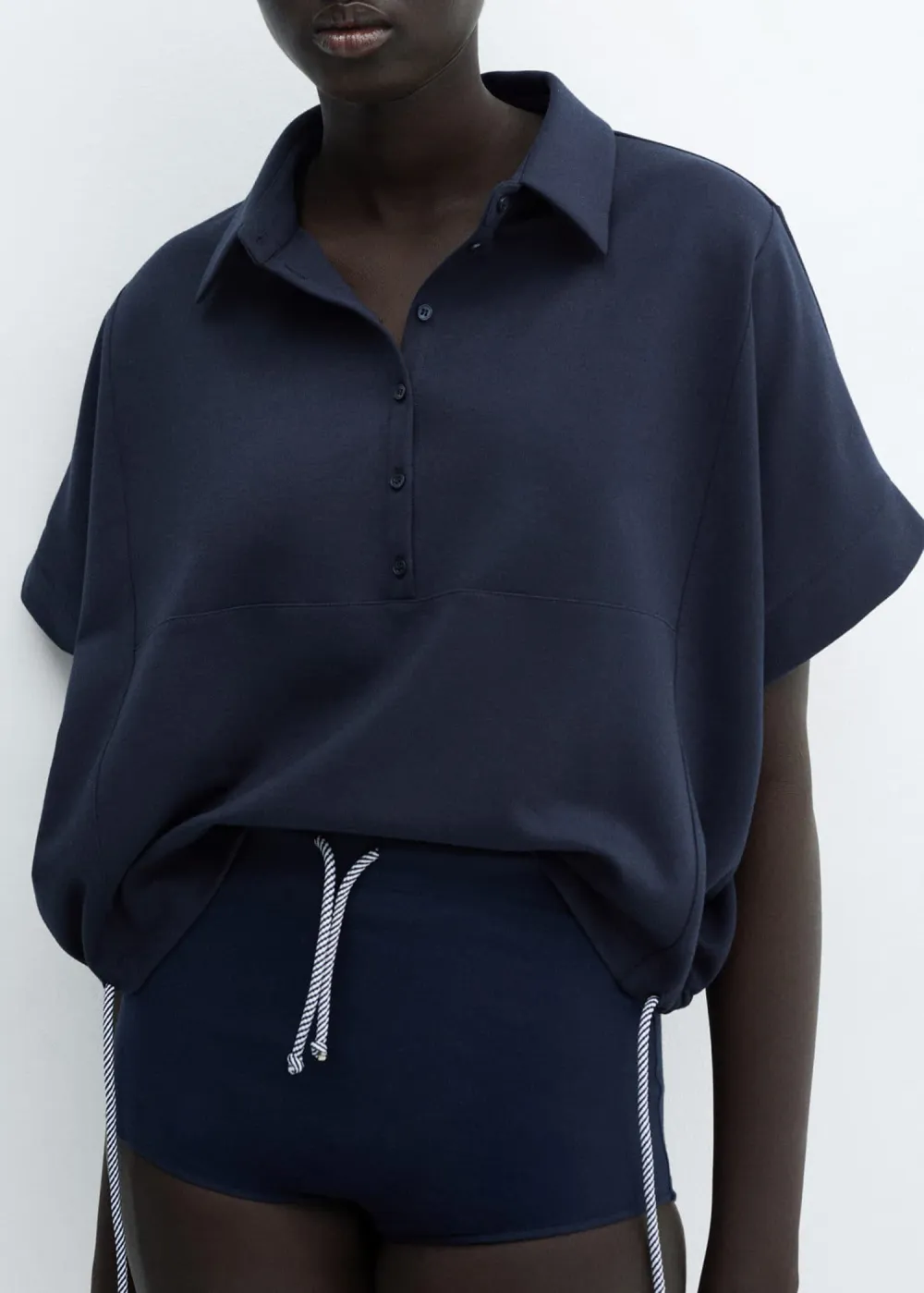 Adjustable drawstring polo sweatshirt