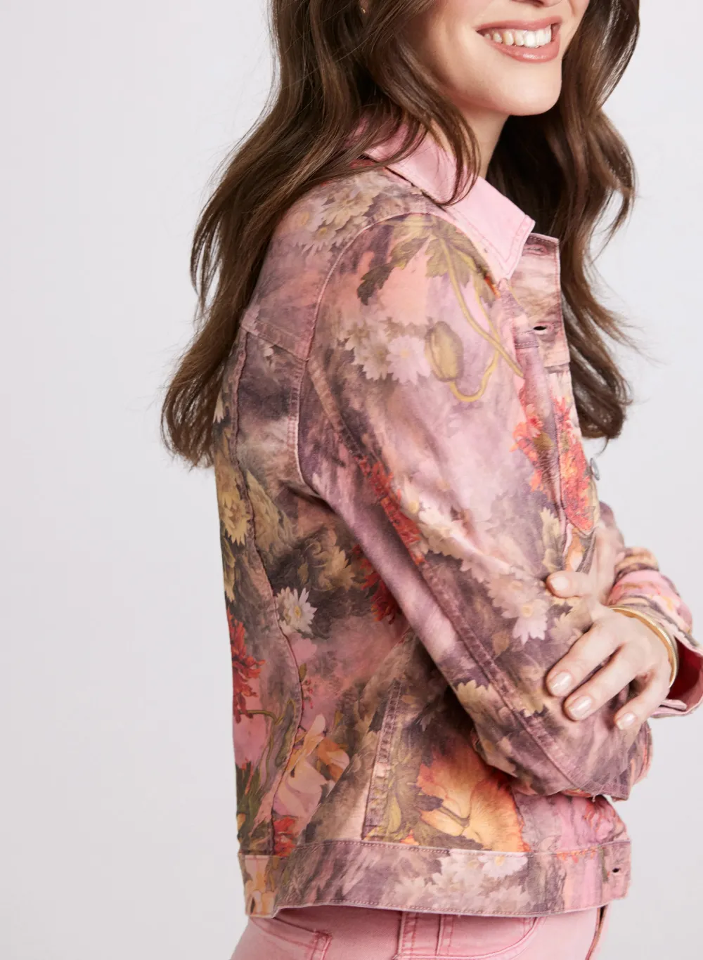 Sweet Floral Print Denim Jacket