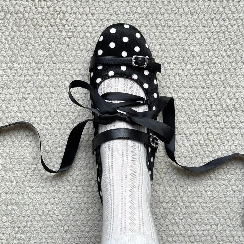 Polka Dot Lace Ballet Flats