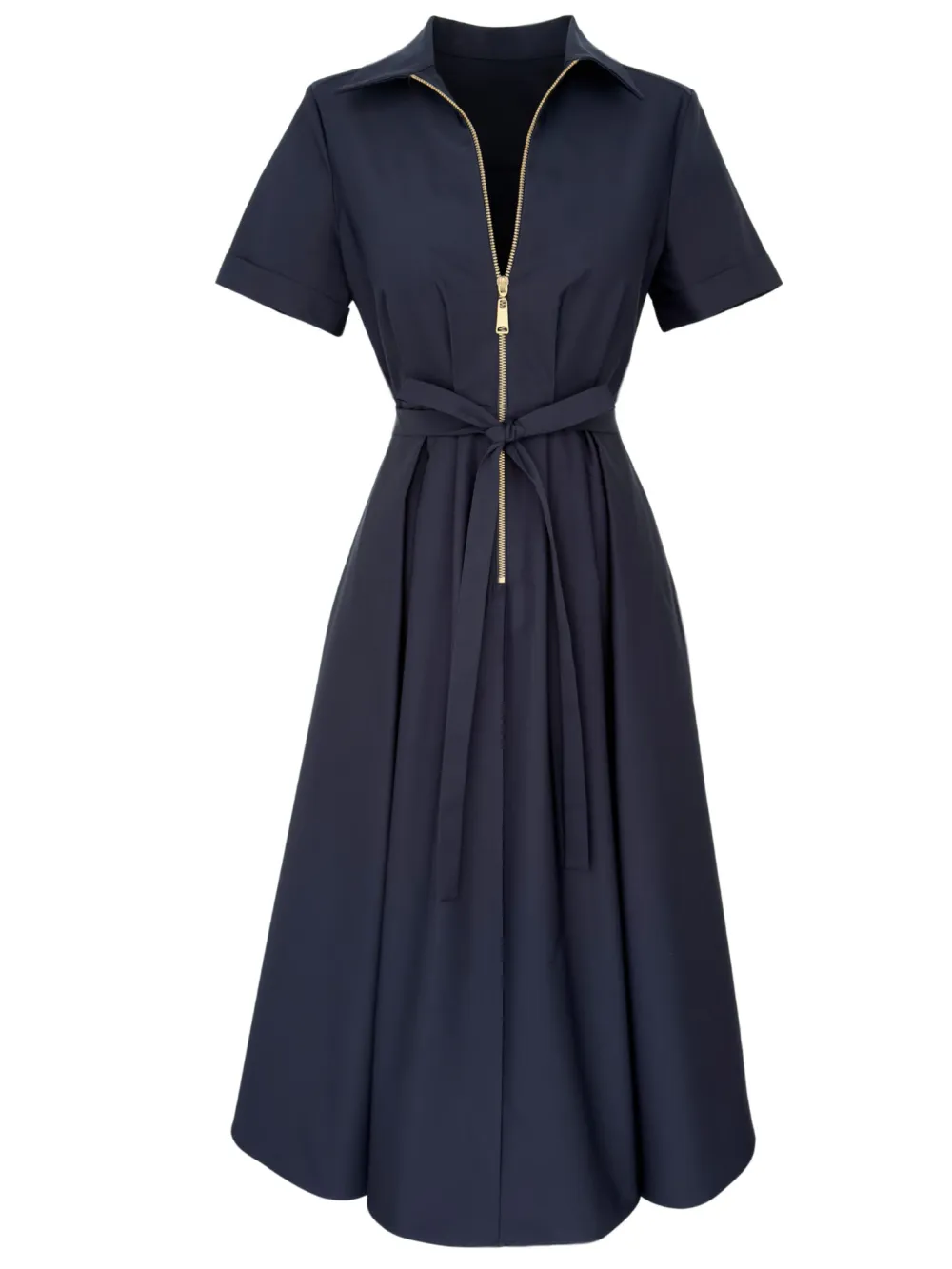 Elegant Tie Waist Short Sleeve Midi Dress