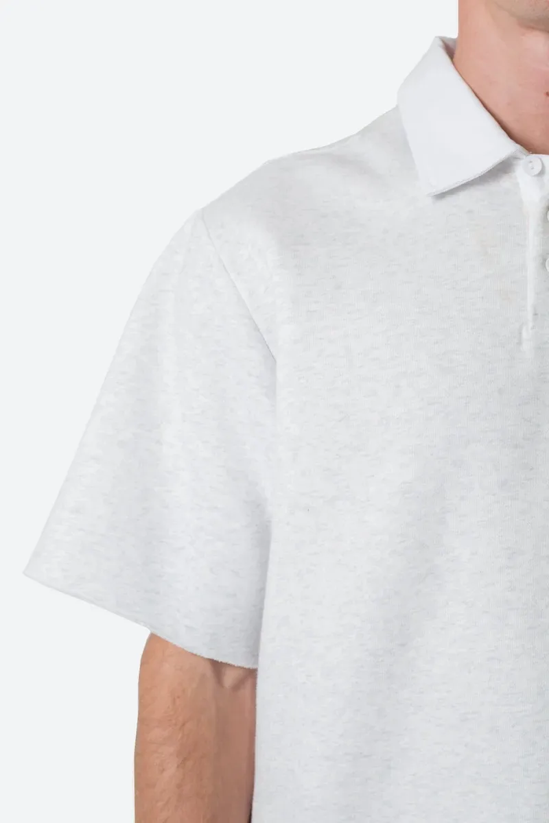 LIGHT GRAY FLEECE OVERSIZED POLO SHIRT