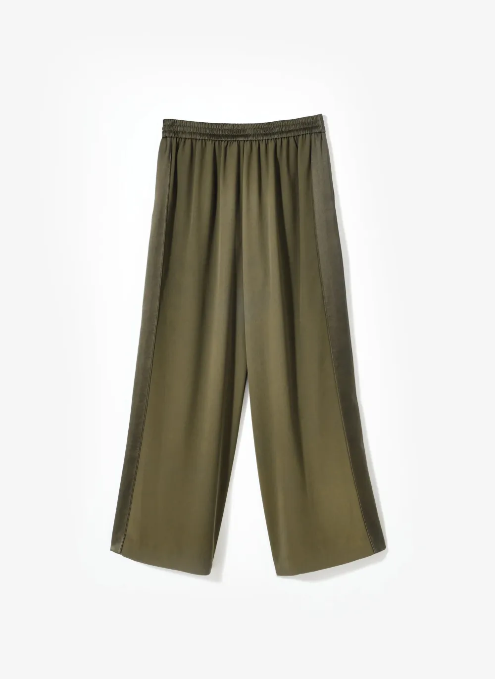 Casual Style Khaki Side Stripe Wide Trousers