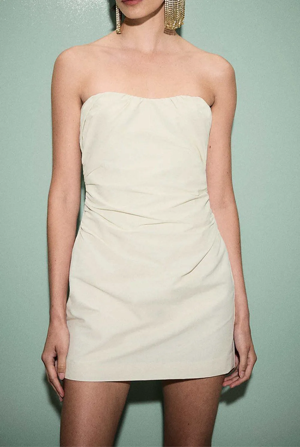 Chocolate-Colored Off-The-Shoulder Pleated Skirt