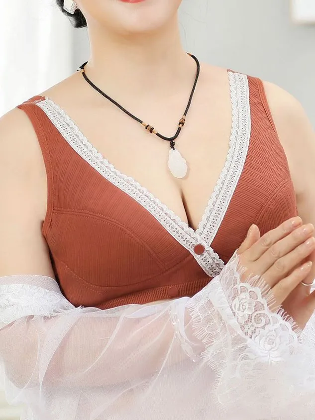 Women Breathable Comfortable Casual Front Button Lace Bra