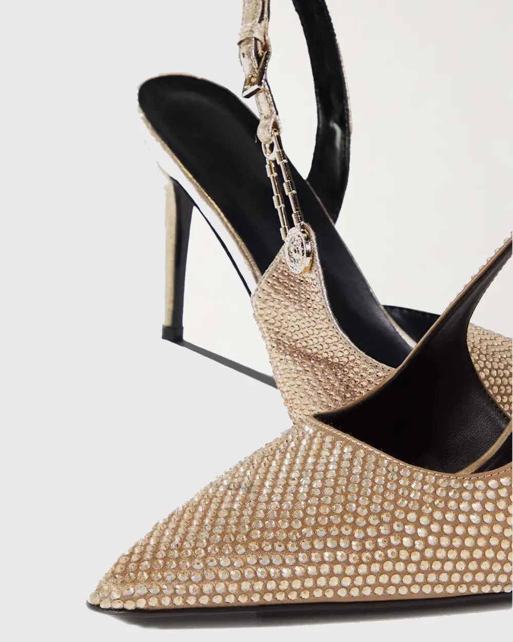 Rhinestone Embellished Slingback Pumps in Gold