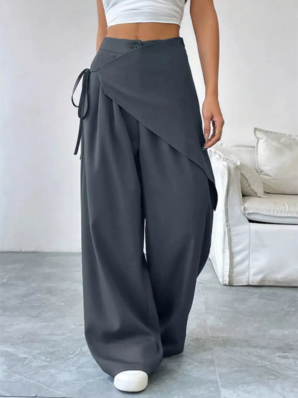 Asymmetrical Wrap Wide Leg Pants