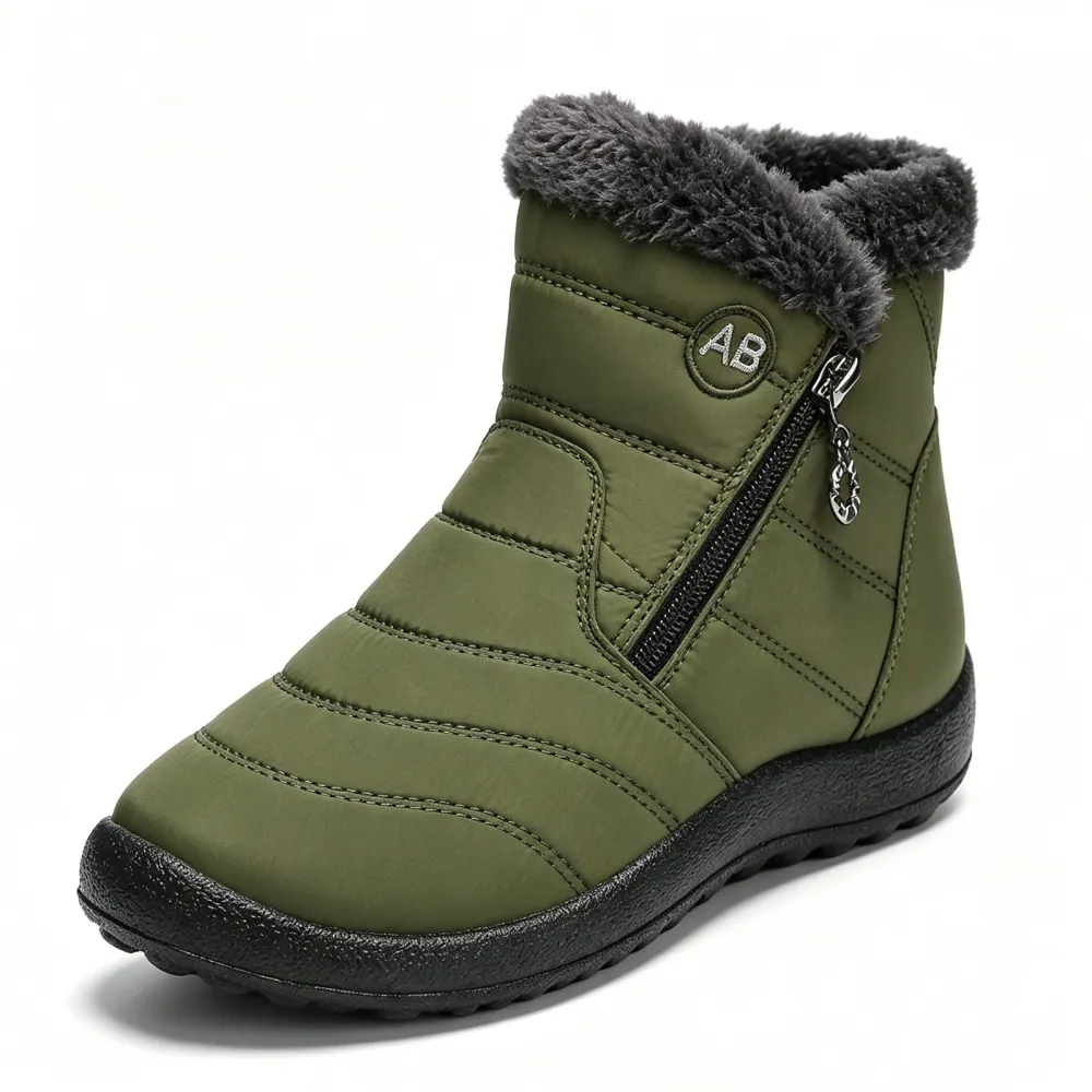 Women's Cotton Shoes Winter Boots PU Long Tube Plush Lined Thick Warm High-Top Snow Boots