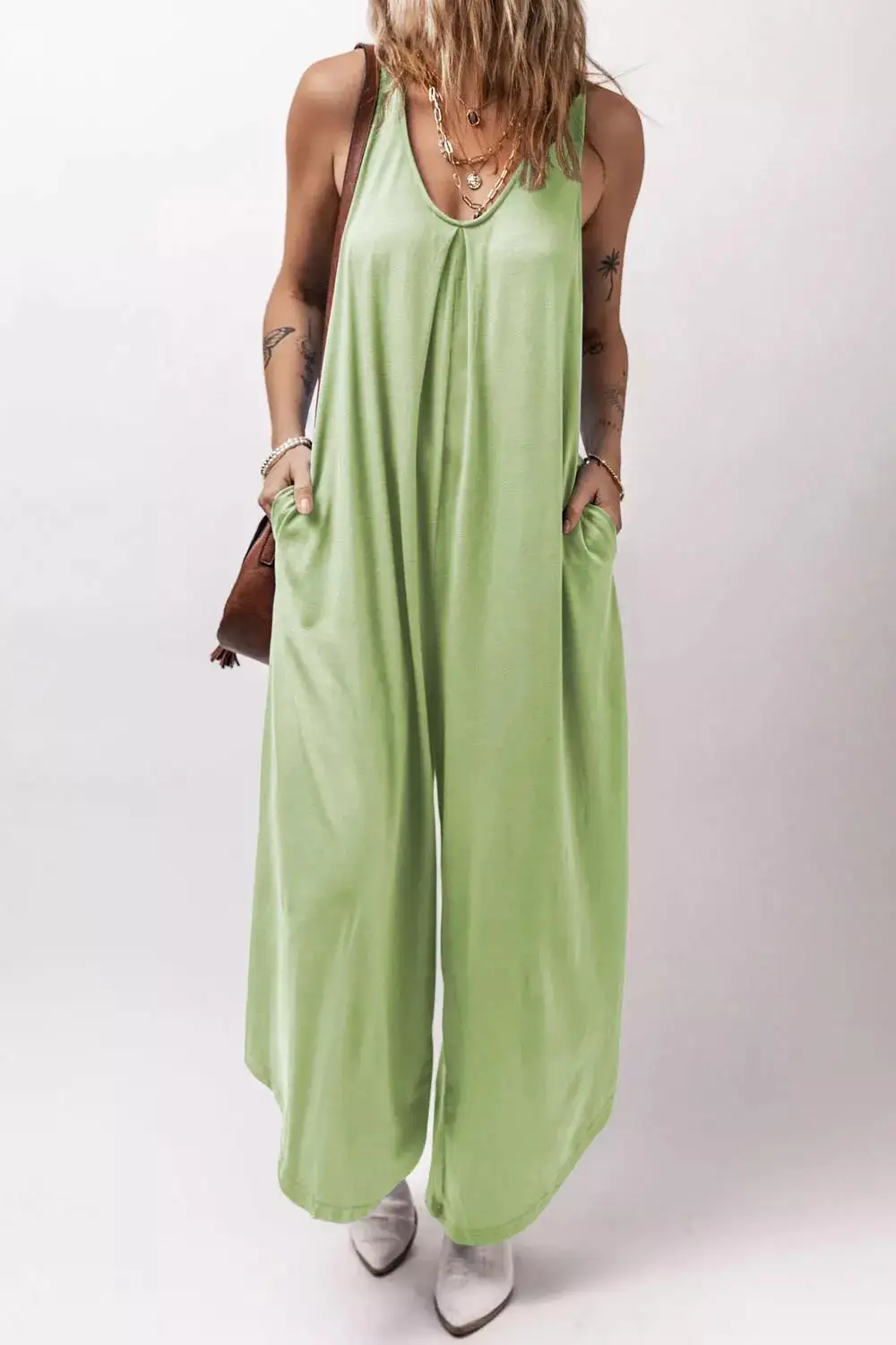 Relaxed Wide Leg Sleeveless Jumpsuit
