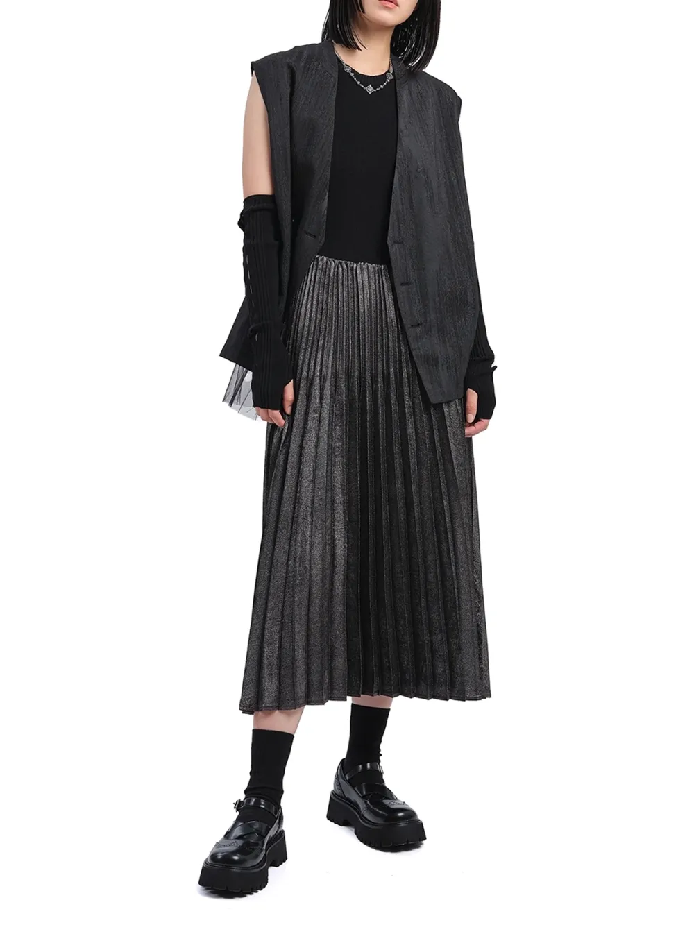 Sleeveless Metallic Midi Dress