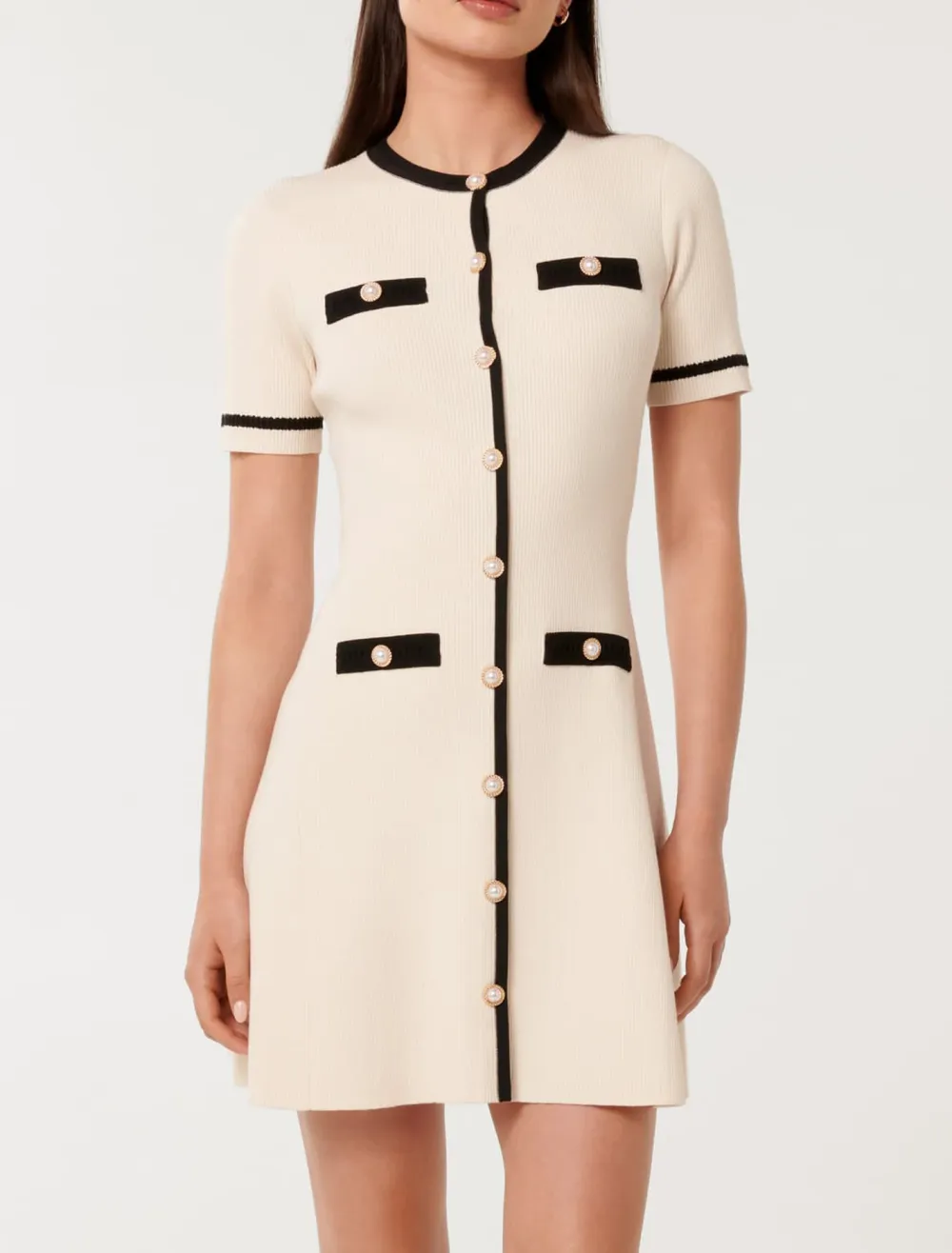 Crew Neck Knit Mini Dress