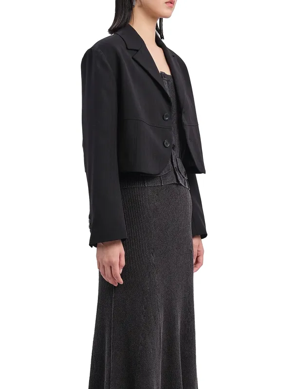 Cropped Double - Breasted Blazer Jacket