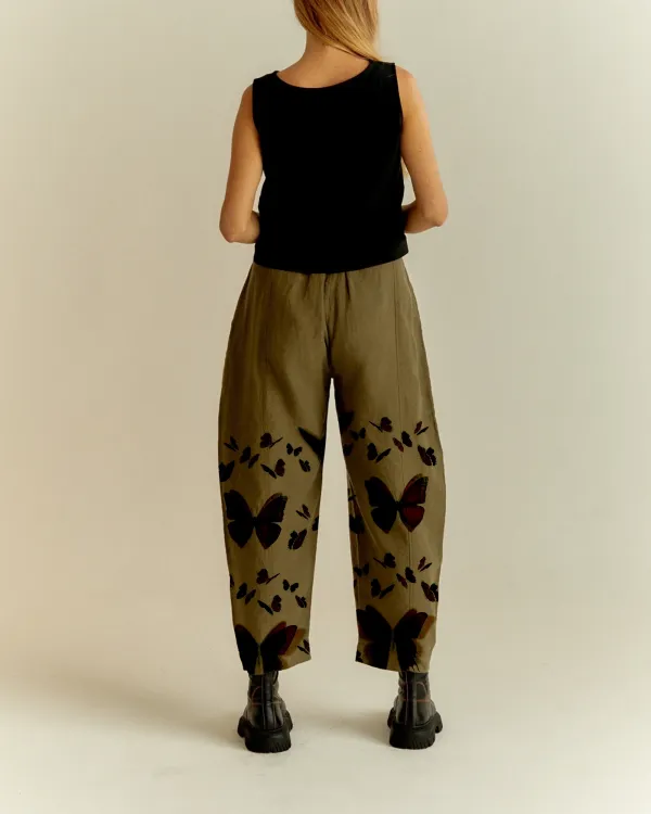 KHAKI LINEN TROUSERS