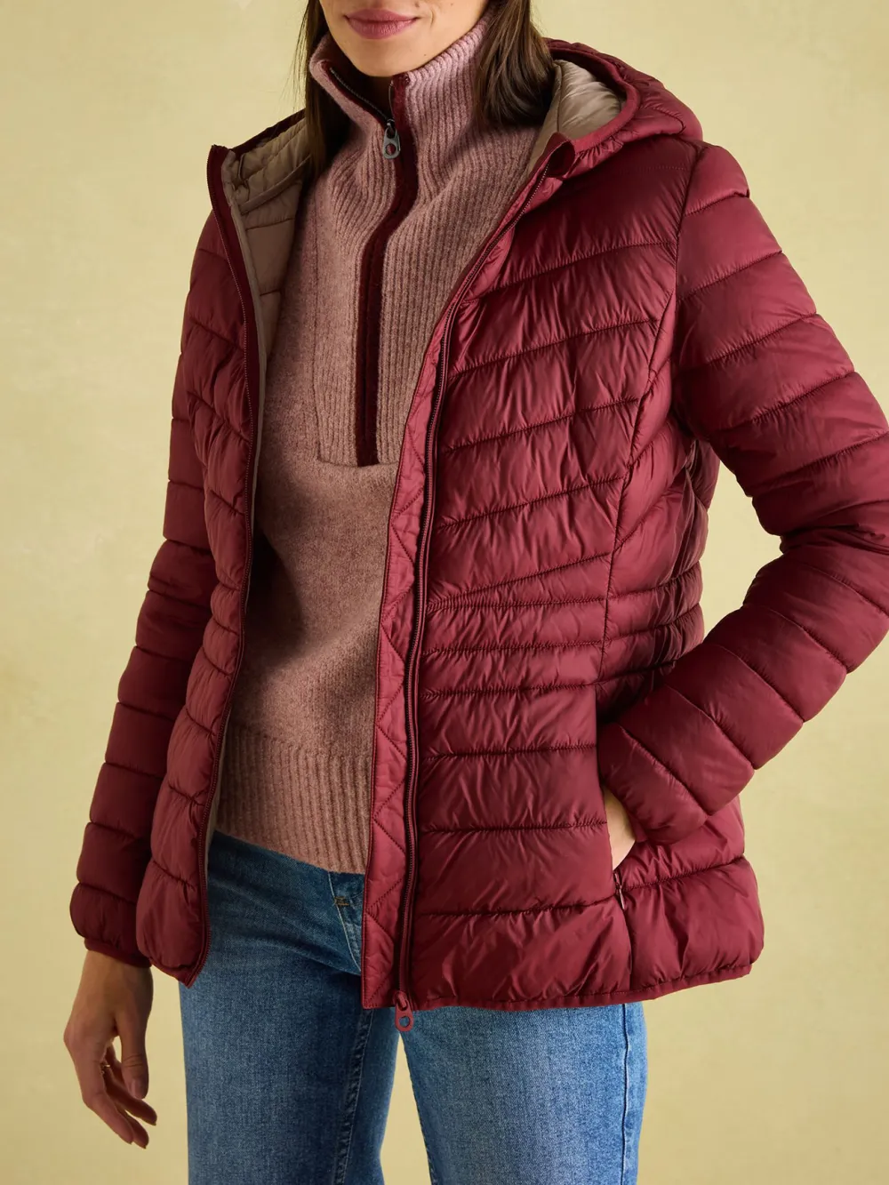 Dark Red Showerproof Padded Coat