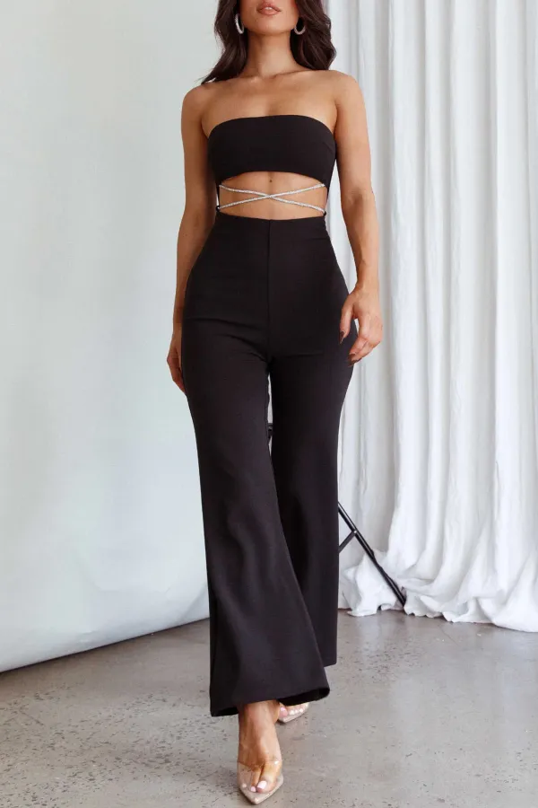 Handsome And Fashionable Black Stretch Jumpsuit