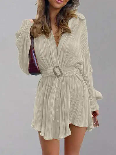 Button Up Dropped Shoulder Shirt Dress Mini Dress