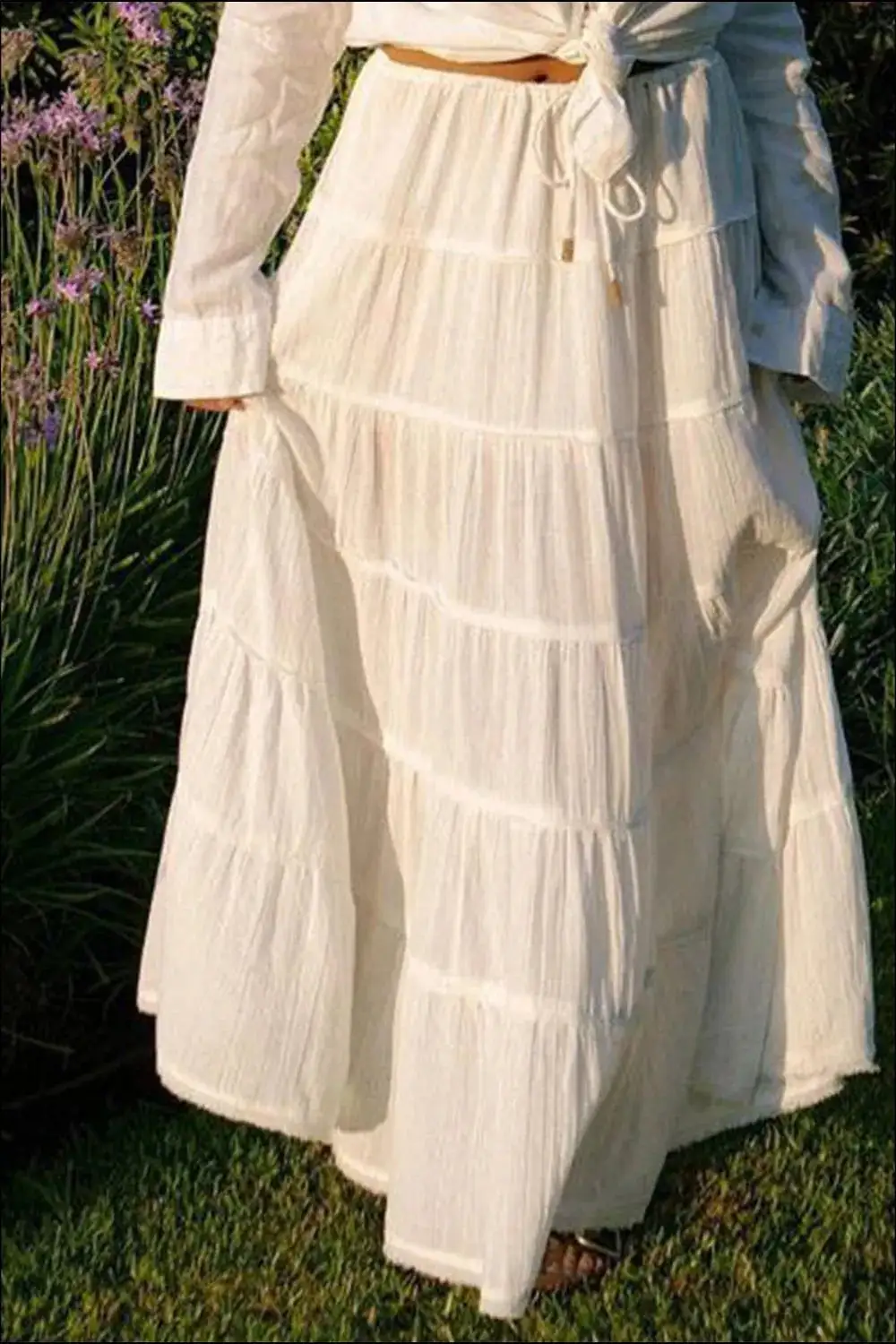 Everyday Tiered Drawstring Maxi Skirt