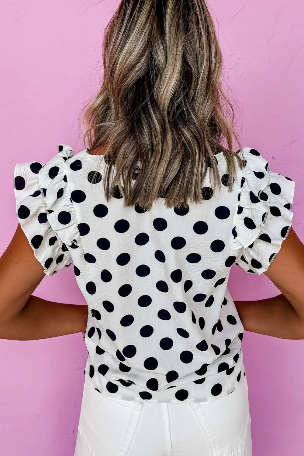 Soft Ruffle Sleeve V Neck Blouse