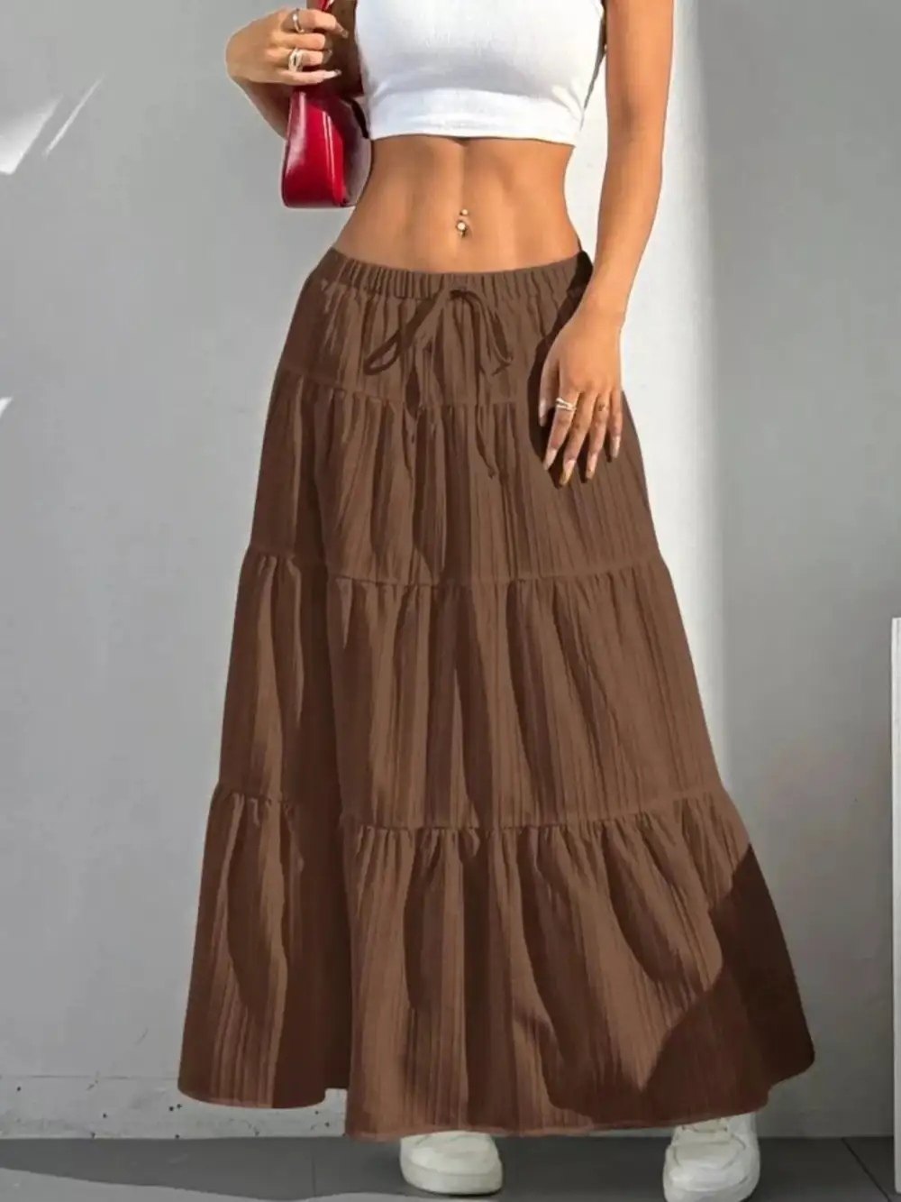 Sharp Drawstring Flowy Skirt