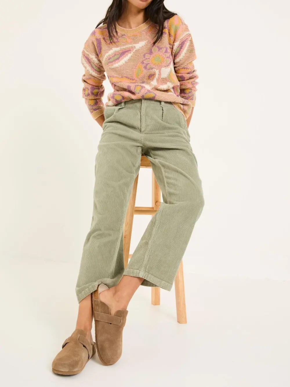 Cinnamon Light Green Cord Trousers
