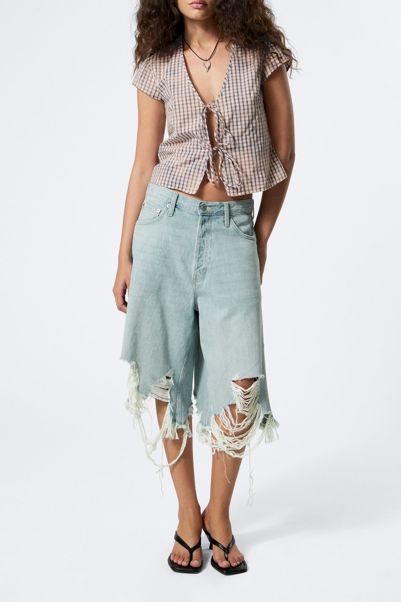 Tie Front Cap Sleeve Blouse