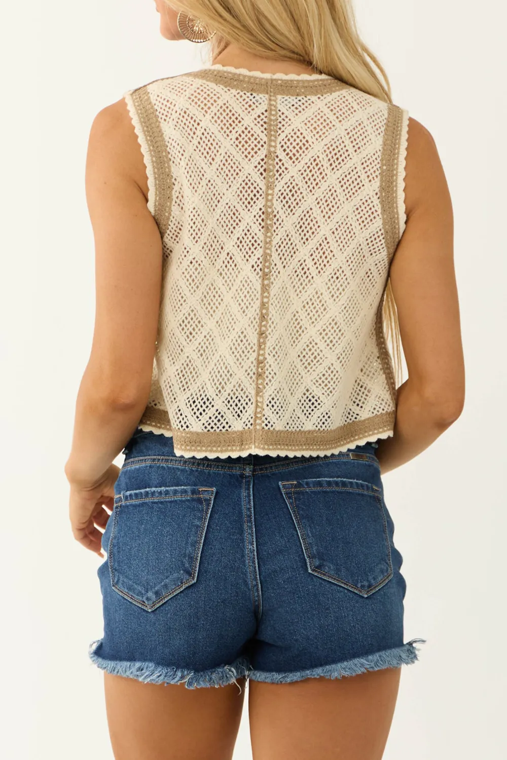 Vanilla Crochet Knit Flower Pattern Vest