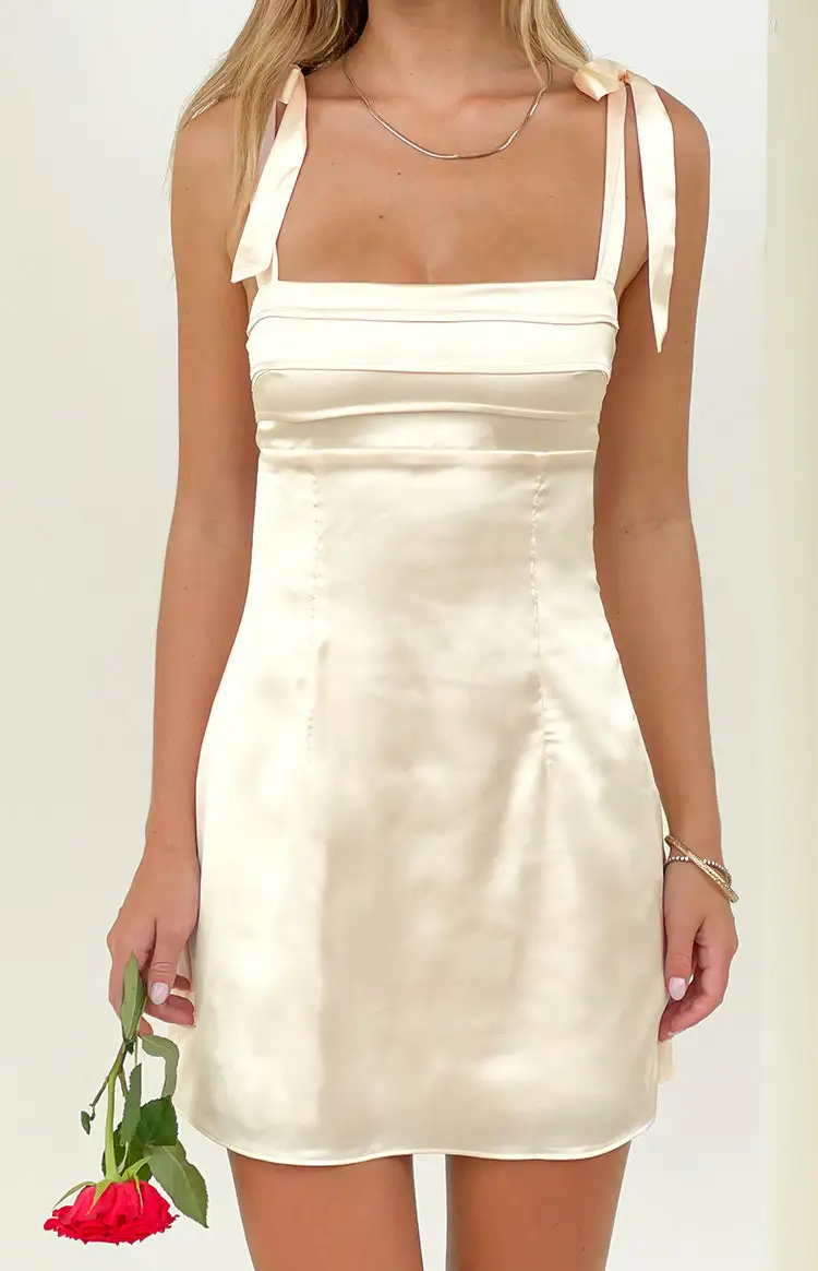 Satin Tie Mini Dress