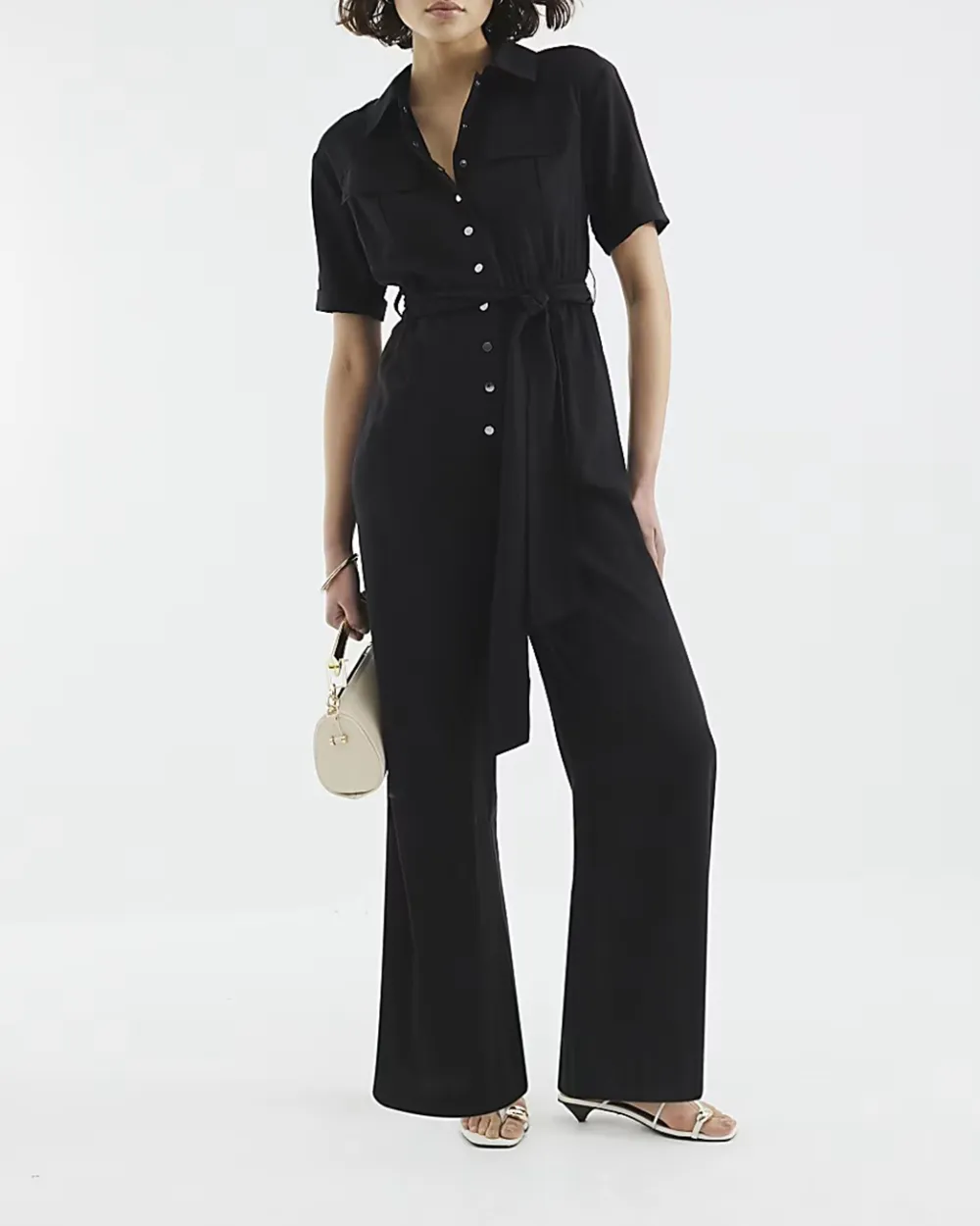 Long Pants Elegant Style Lapel Women's Jumpsuits
