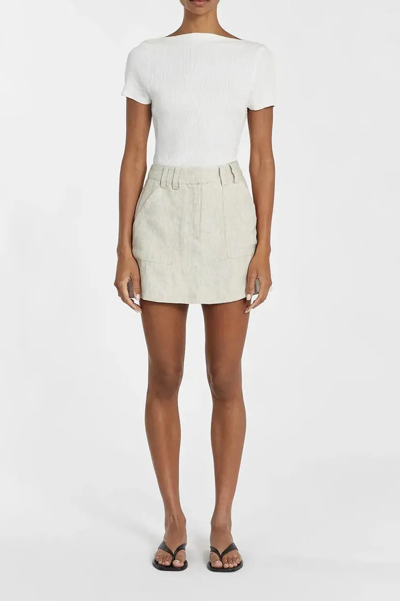 NATURAL LINEN SKORT