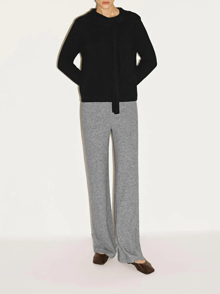 Ladies' Grey Straight-Waisted Casual Flared Trousers