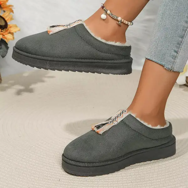 Refined Round Toe Platform Slippers