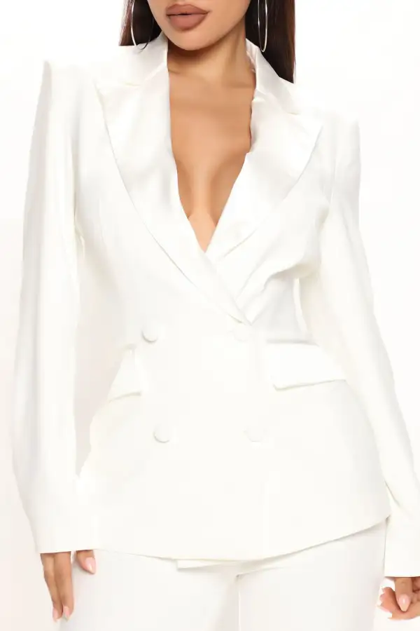 Always Sophisticated Tuxedo Blazer Pant Set - White