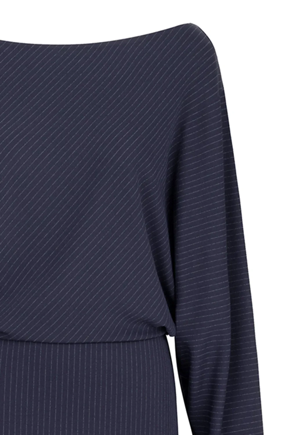 Crew Neck Midi Dress-Navy Blue