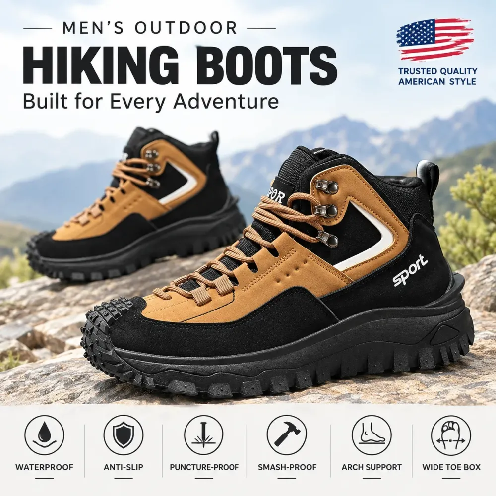 Men's Large Size Hiking Shoes Non-Slip Wear-Resistant Outdoor Casual Trendy Sneakers Lightweight Dad Shoes Spring Fall Korean Style