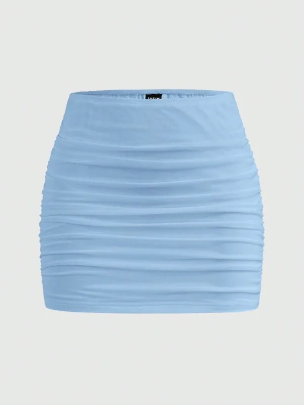 Women's Ruched Skinny Mini Skirt