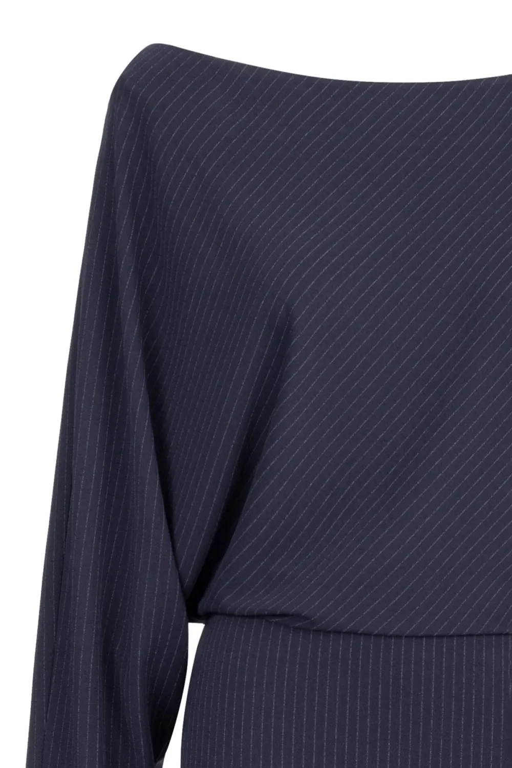 Crew Neck Midi Dress-Navy Blue