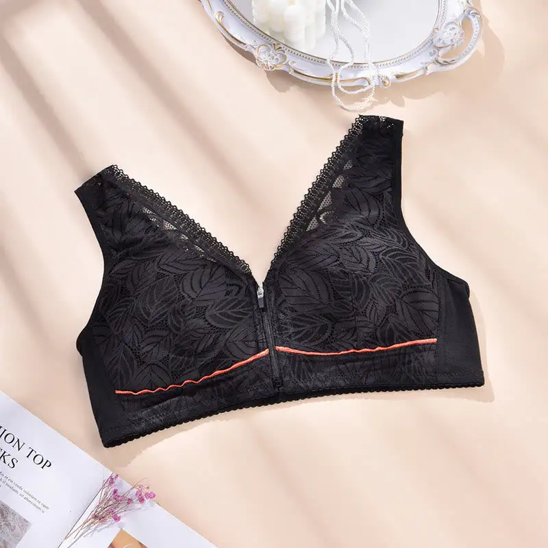 Front Zipper Push Wireless Bra