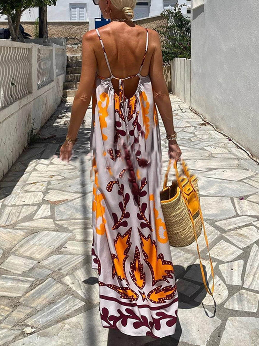 Ethnic printed loose cami maxi dress