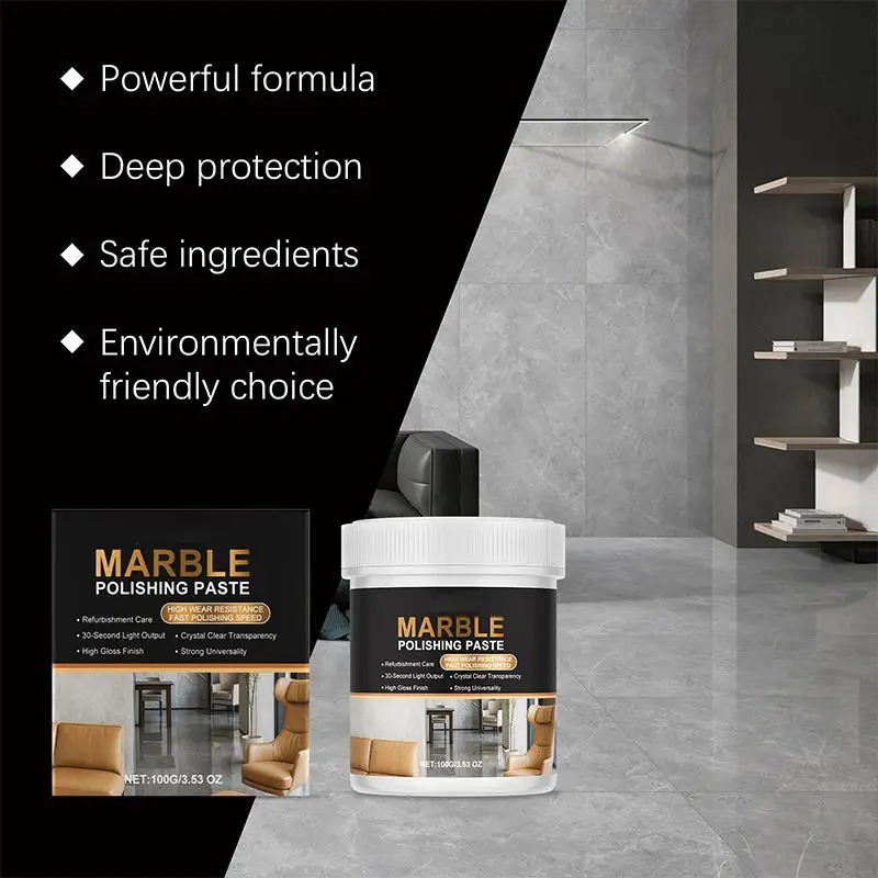 Marble Polishing Paste—Removes scratches and etching marks, restoring the natural luster. The protective layer repels water and fingerprints. Professional-grade restoration that saves you a fortune!