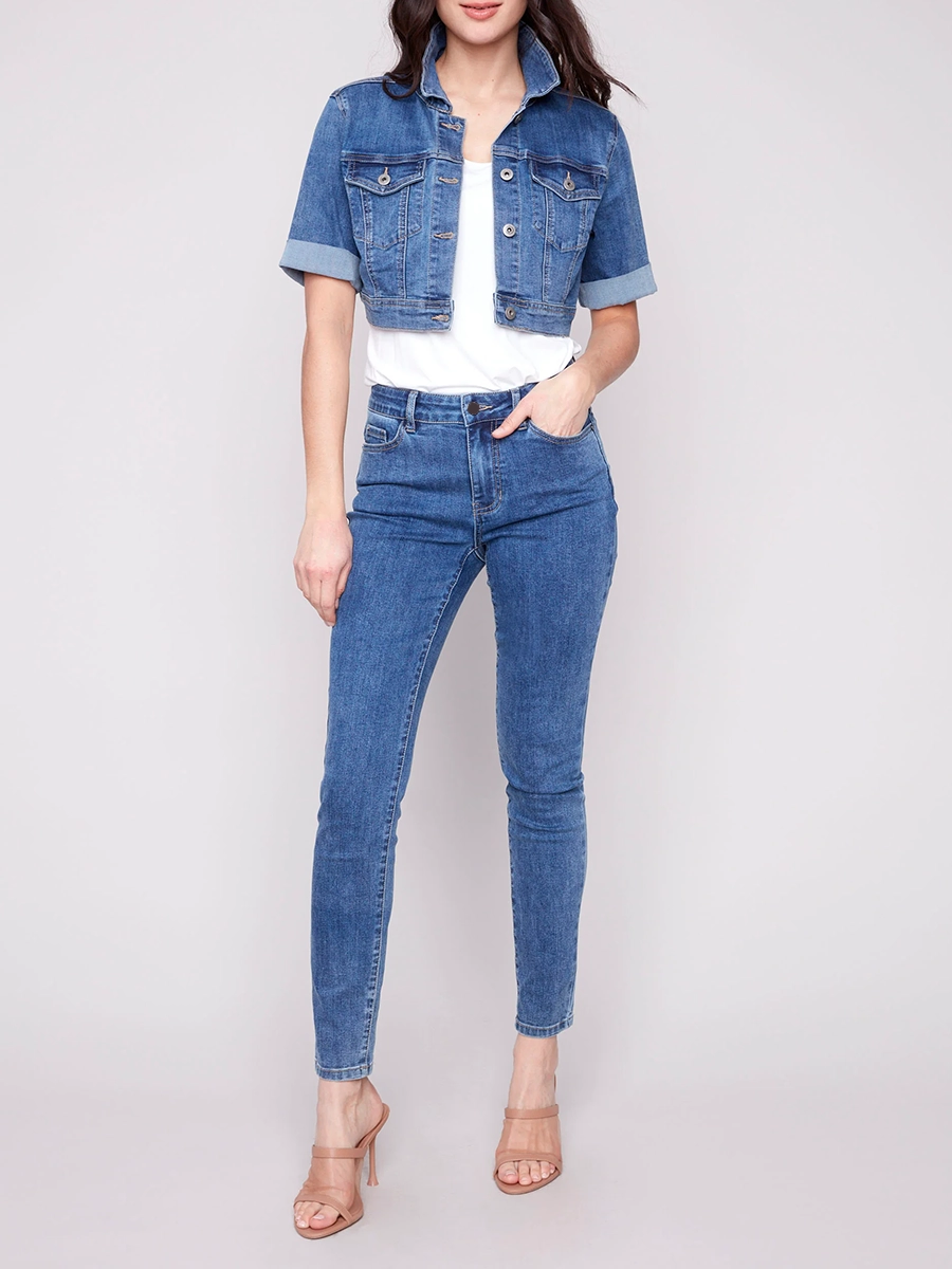 Creative Short Solid Color Basic Denim Jacket