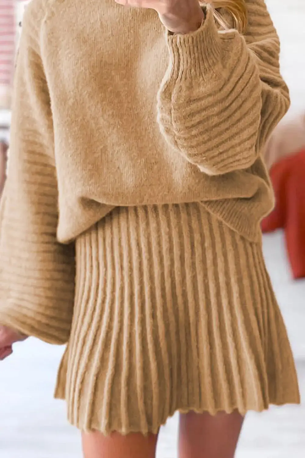 Long Sleeve Pleated Coordinated Set